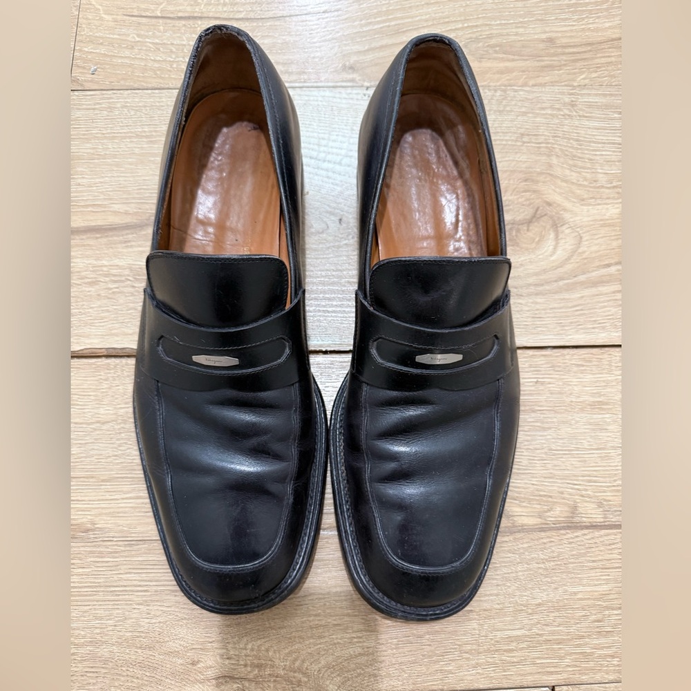 Salvatore Ferragamo black slip-on men’s penny loafers size 11